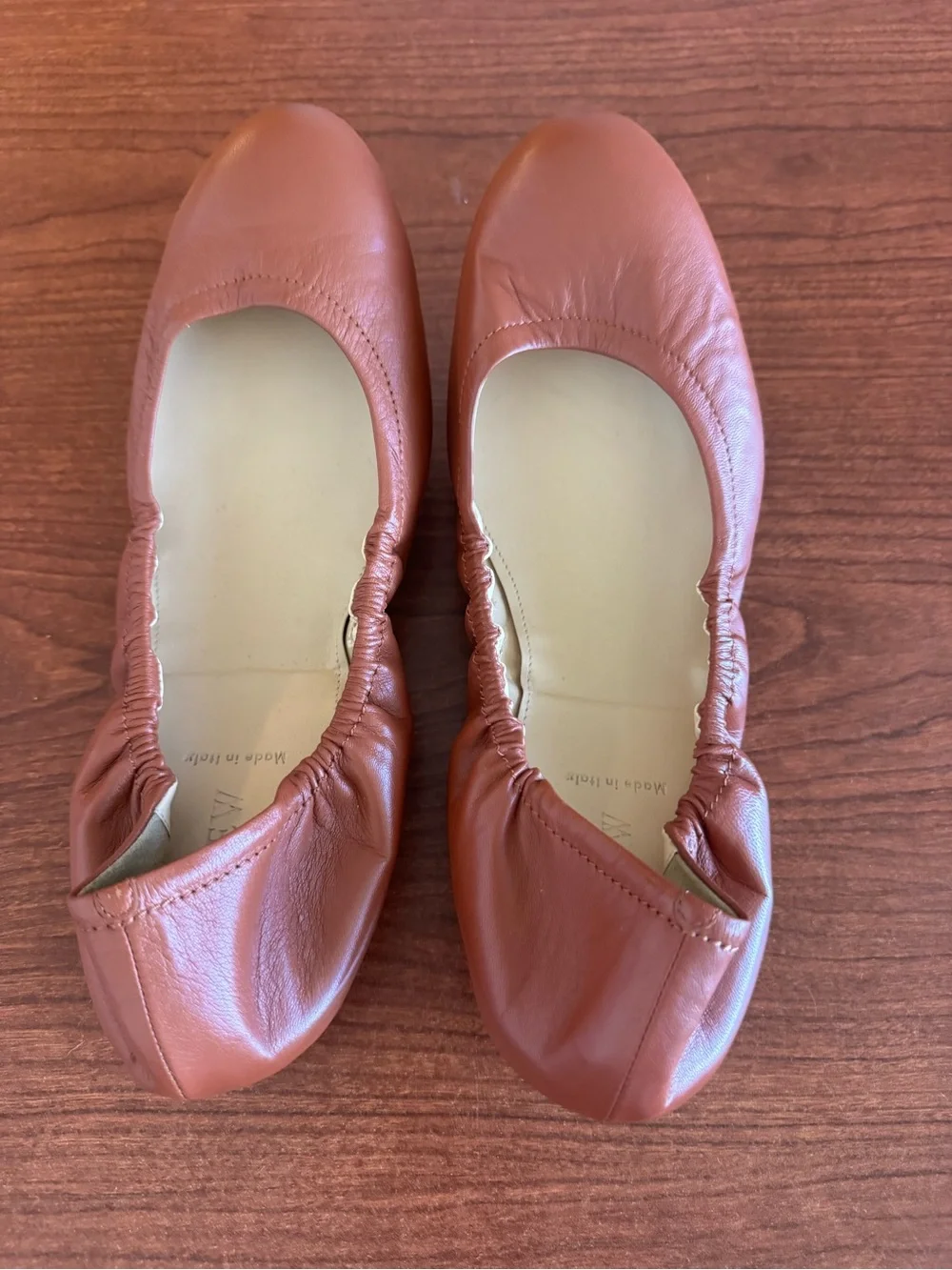 J.Crew Collection Made in Italy Leather Ballet Flats – Cognac Brown | Size 10